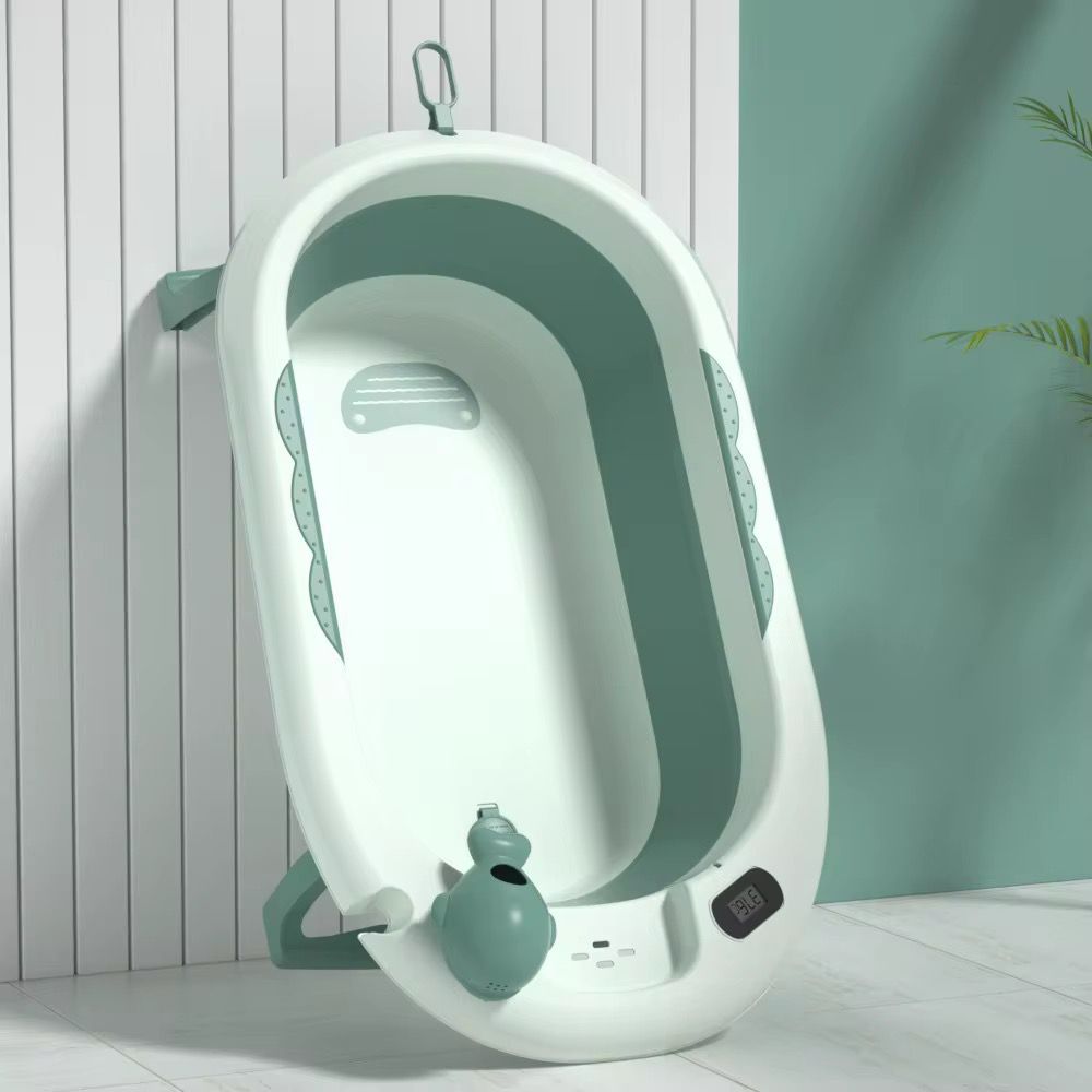 Bañera con termómetro y cojín estilo ballena