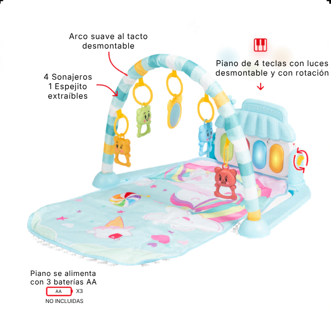 Gimnasio sensorial con piano 2 en 1 + Tapete de agua GRATIS 🎁