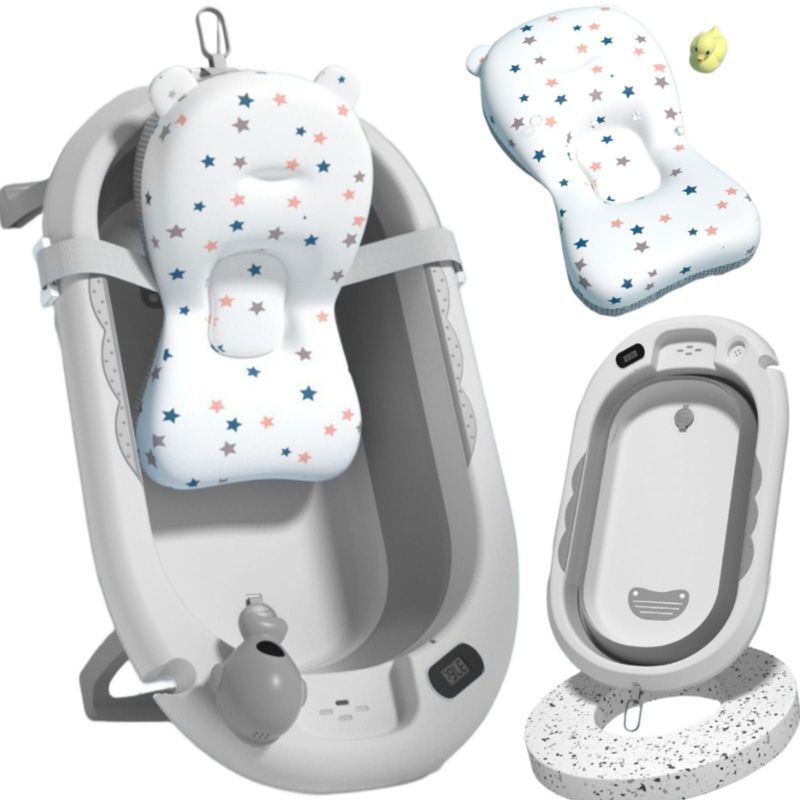 Bañera con termómetro y cojín estilo ballena