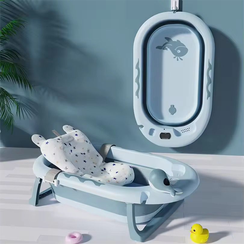 Bañera con termómetro y cojín estilo ballena