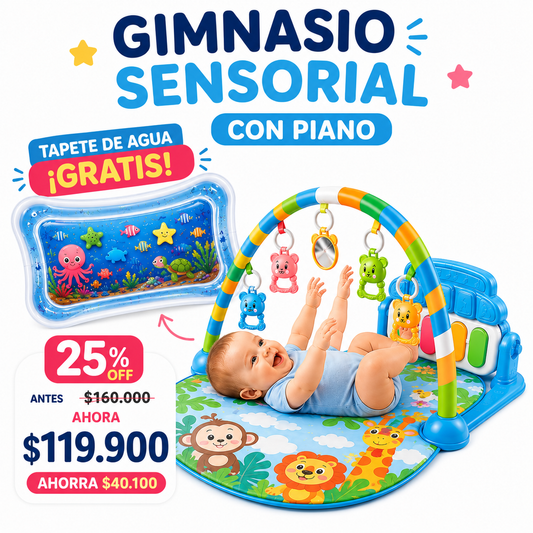 Gimnasio sensorial con piano 2 en 1 + Tapete de agua GRATIS 🎁