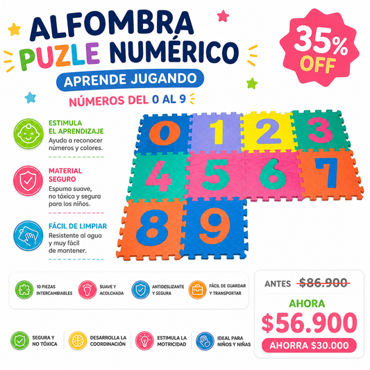 Tapete fommy rompecabezas motivo números – 10 piezas