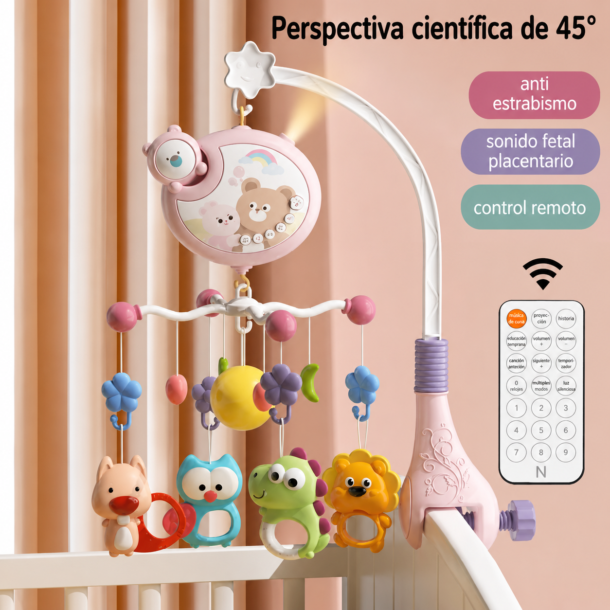 Móvil musical con proyector oso