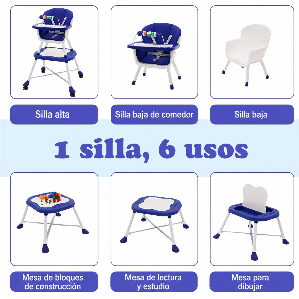 Silla comedor y escritorio 3 en 1