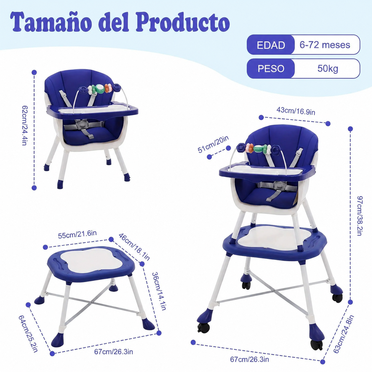 Silla comedor y escritorio 3 en 1