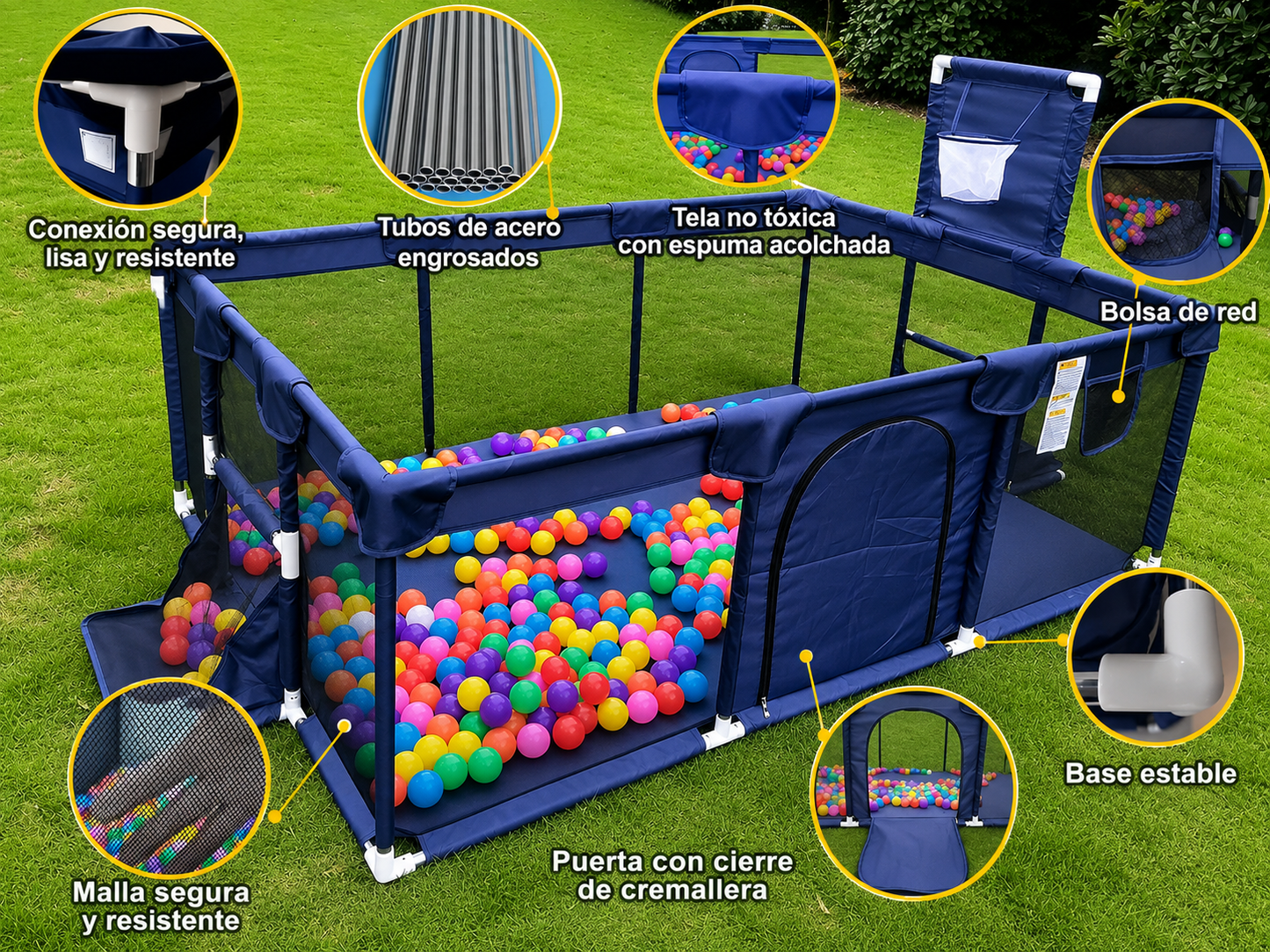Centro de actividades: corral grande con 30 pelotas