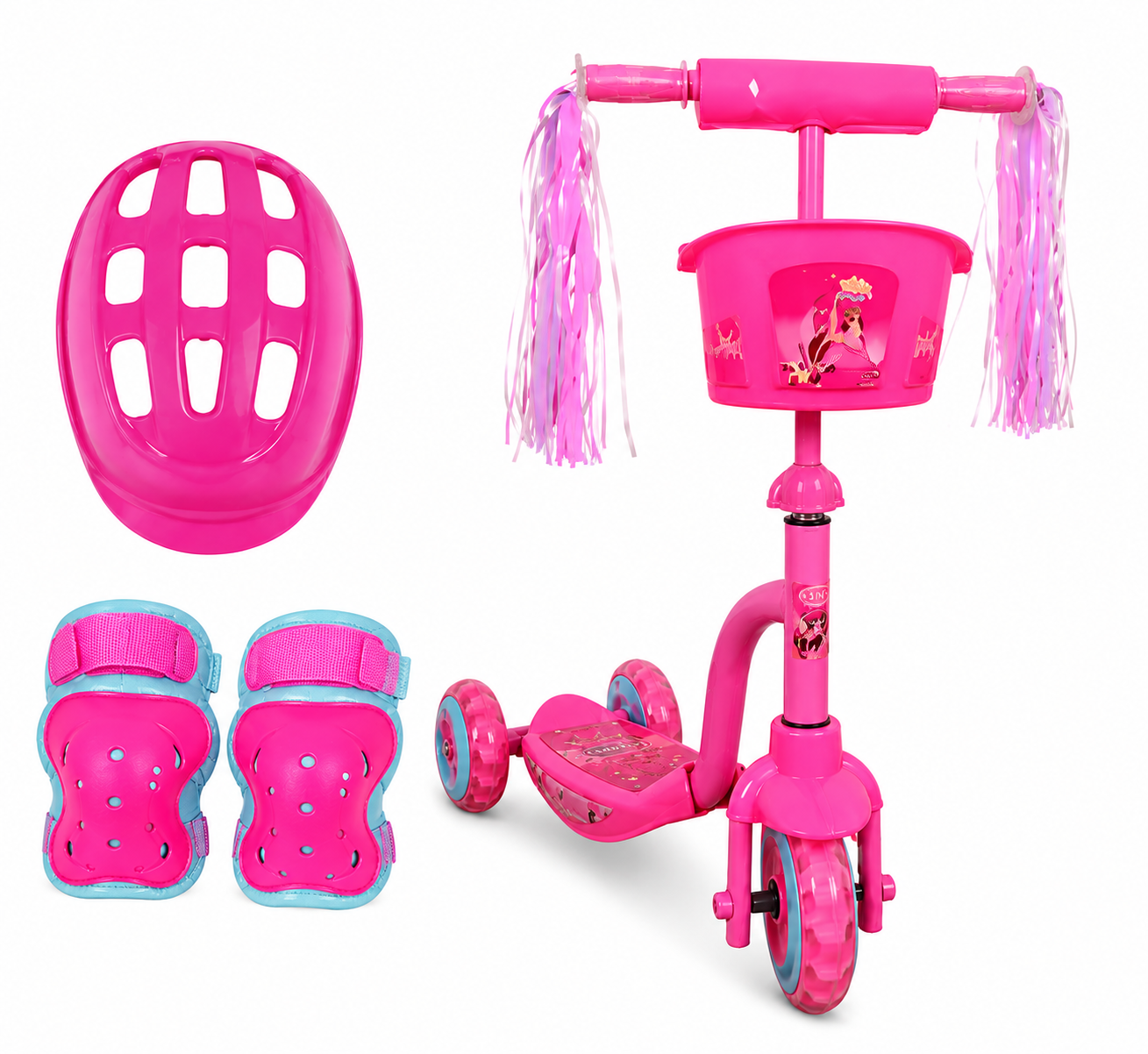 Scooter monopatín infantil con luces y sonido + set de protección