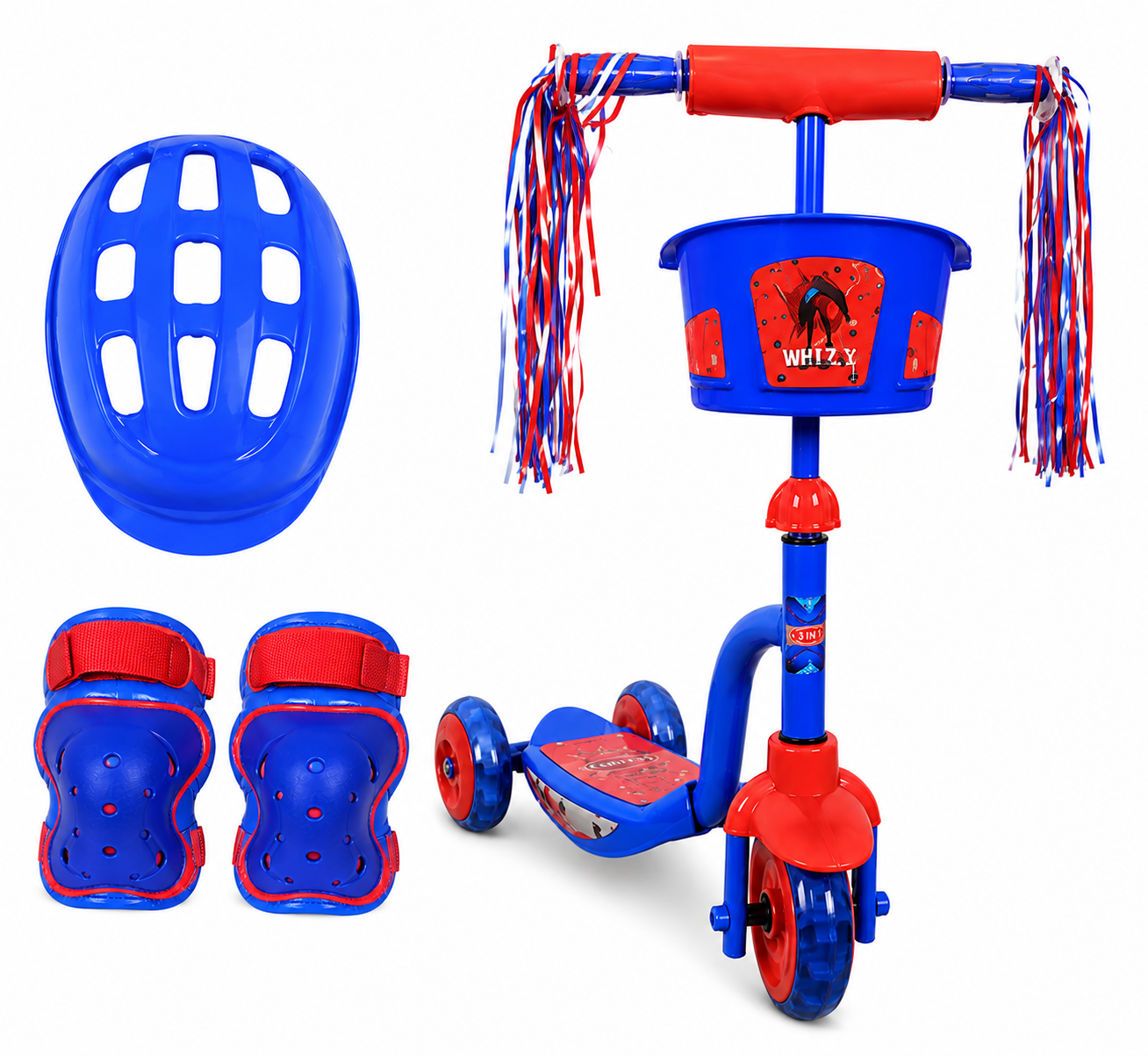 Scooter monopatín infantil con luces y sonido + set de protección