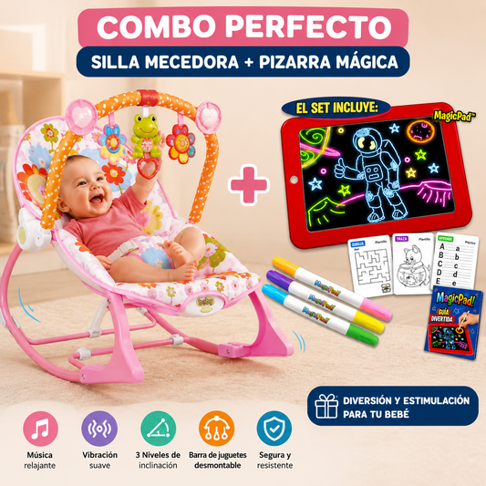 Silla mecedora bebé + pizarra LED