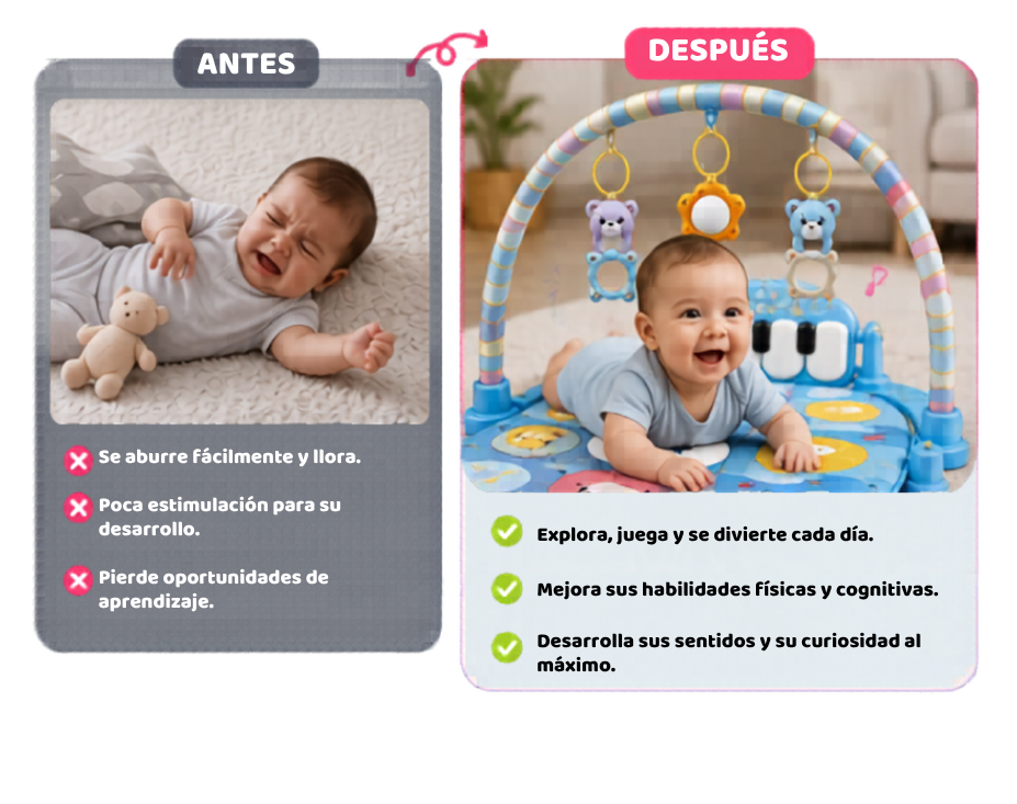 Gimnasio sensorial con piano 2 en 1 + Tapete de agua GRATIS 🎁
