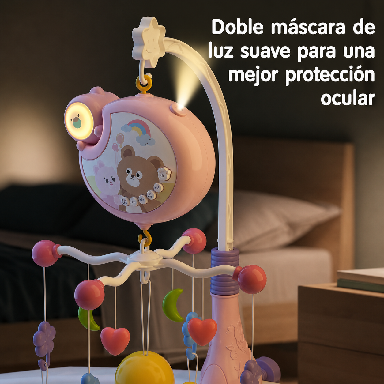 Móvil musical con proyector oso